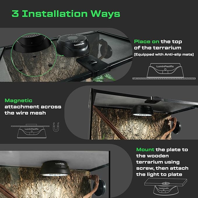 UVB Reptiles Light with Remote, UVA UVB FR Lamp for Rainforest & Desert Reptiles, Ferguson Zones 1-4, Timer Switch, 10 Dimmable, for Bearded Dragon, Turtle, Frog, Snake, Plant (1 Pack)