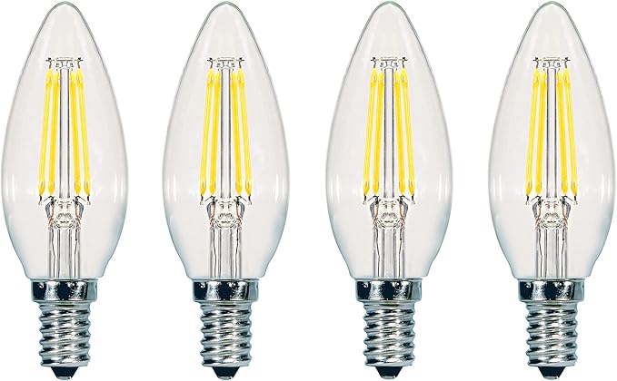 Satco S9961/04 C11 Decorative LED Filament Light Bulb, 60W-Replacement, 5.5W, 3000K, 4-Pack