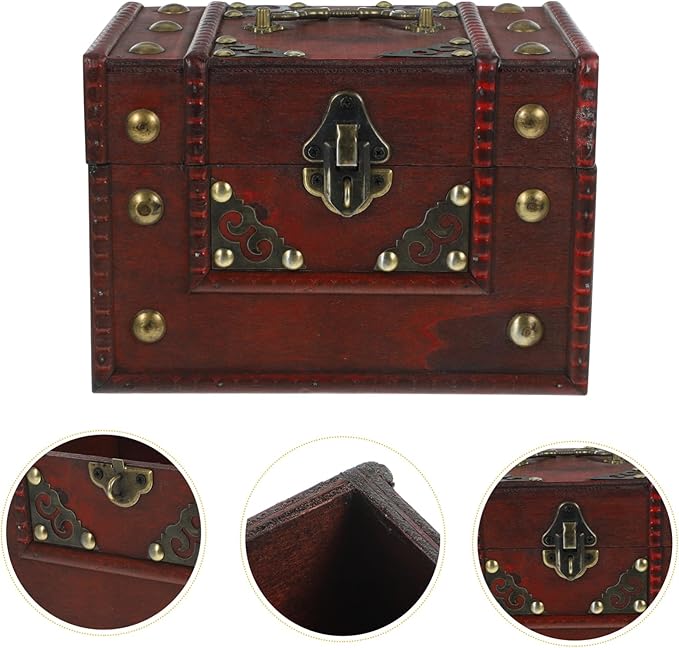 Antique Wood Jewelry Box Vintage Decor for Nursery Treasure Storage Case Necklace Holder Makeup Organizer