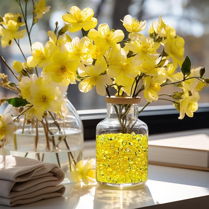 HappyFiller Easter Spring Decoration 4400 PCS 7mm Small Acrylic Flat Marbles,Party Confetti Table Scatters,Makeup Brush Candle Holder Decor Vase Fillers,Yellow