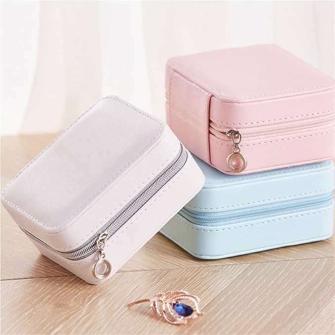 Earrings Ring Jewelry Box Useful Makeup Organizer with Zipper Travel Portable Jewelry Storage Case 1Pcs (Color : Pink style1)