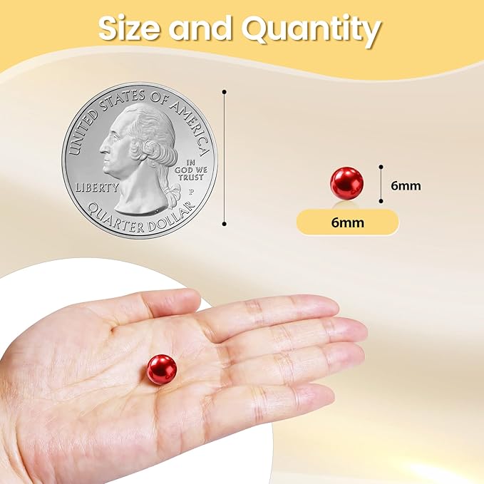 2800Pcs Red Vase Filler Pearl Beads for Crafting 6mm Beads No Holes Decor Suitable for Wedding Decor, Party Decorations, Centerpiece Table Decorations