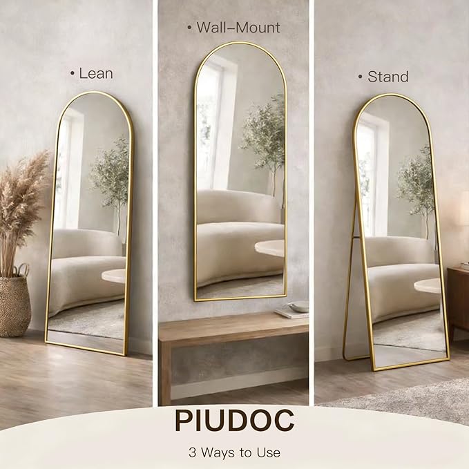 71"x32"Floor Mirror Full Length,Arched Full Length Mirror with Stand,Full Body Mirror,Hanging or Large Leaning for Bedroom Living Room Gold