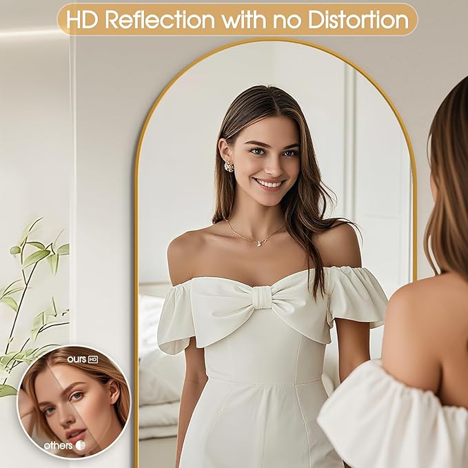 71"x30"Floor Mirror Full Length,Arched Full Length Mirror with Stand,Full Body Mirror,Hanging or Large Leaning for Bedroom Living Room Gold
