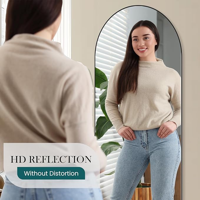 NEWBULIG Full Length Mirror, Full Body Floor Mirror with Aluminum Alloy Thin Frame, Wall or Standing Mirror for Bedroom, Living Room, Dressing Room