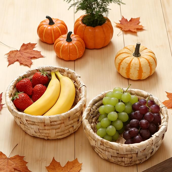Round Key Basket Bowl for Entryway, Decorative Key Tray, Decorative Baskets, for Kitchen Counter Bedside Living Room Entrance Hall.