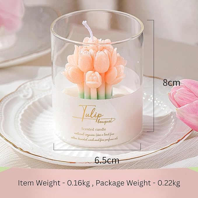 Orange Flower Shape Soy Wax Scented Candles 100% Natural Soy Wax | Relaxing Aromatherapy Candle | Housewarming Gift for Women & Men | Decoration Table Candles | Warm & Decorative Candles