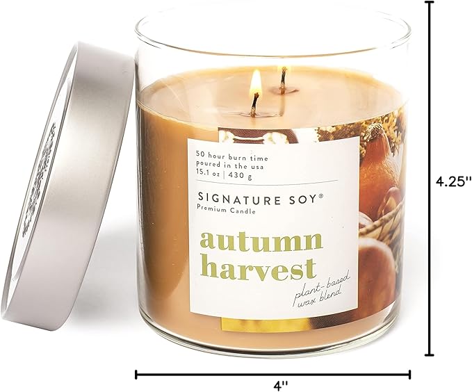 Signature Soy Lidded Autumn Harvest Scented Candle, Large Jar