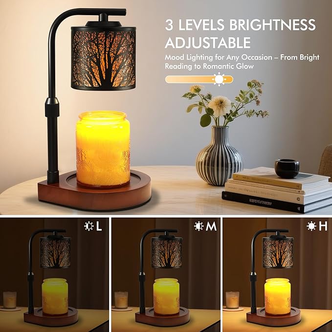 Candle Warmer Lamp with Timer & Dimmer- Electric Wax Melt Warmer with Adjustable Height for Scented Candles, Home Décor Fragrance and House Warming Birthday Gifts for Women Mom