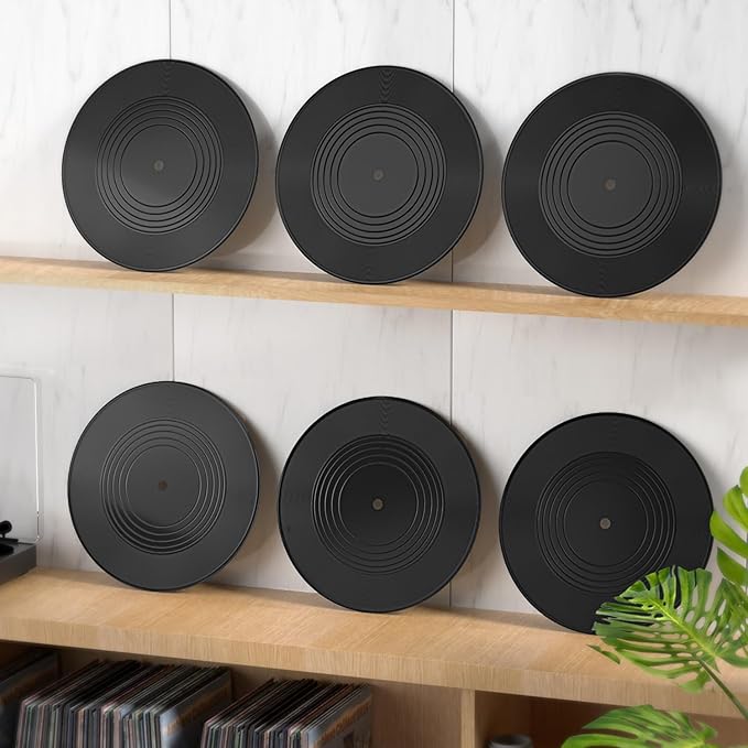 Facmogu 12PCS Blank Vinyl Records, 7 Inch Fake Vinyl Records Decor for Wall Aesthetic, Disco Hip Hop Rock 70s 80s 90s Retro Decor, Vintage Blank Records Props for Music Party Wedding Artist Studio