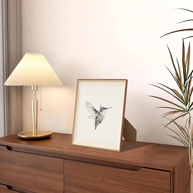 ASTRDECOR Hummingbird Wall Art Prints – Vintage Black and White Bird Sketch Painting Picture, Rustic Neutral Decor Canvas Wall Decor for Nursery, Bedroom, Living Room – Framed 10''x12''