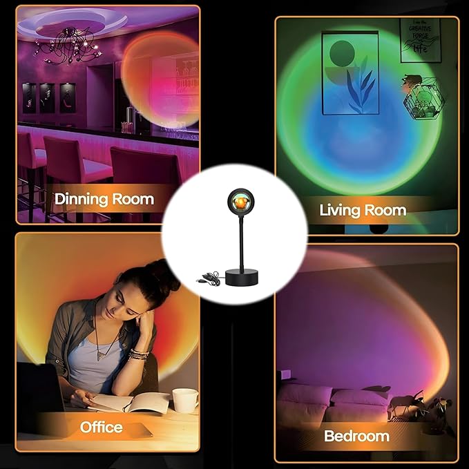 Sunset Lamp Projector,Sunset Lamp,LED Sunset Light,16 Colors Changing Projector LED Lights Floor Lamp Room Decor Night Light for Party Bedroom Decor,Sunlight Lamp Rainbow Night Light Projector