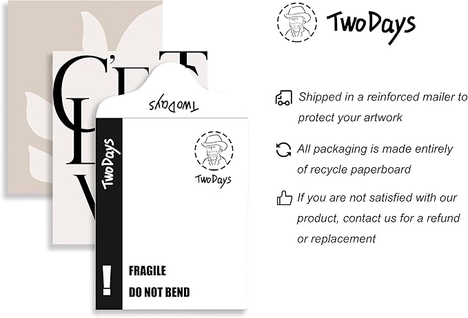 TwoDays Vanilla Girl Room Decor, Clean Girl Aesthetic Wall Art, Boho Beige Posters for Bedroom, Minimalist Cream Prints, Abstract Brown Pictures for Girls.(8" x 10", Set of 6, UNFRAMED)
