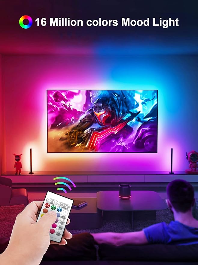 KANTUTOE LED Lights for TV, 16.4ft LED Lights for 45-75 Inch TVs, RGB TV Backlight Behind, Music Sync Bluetooth APP & Remote Control Strip Lights USB Powered for Bedroom, Gaming, Home Décor