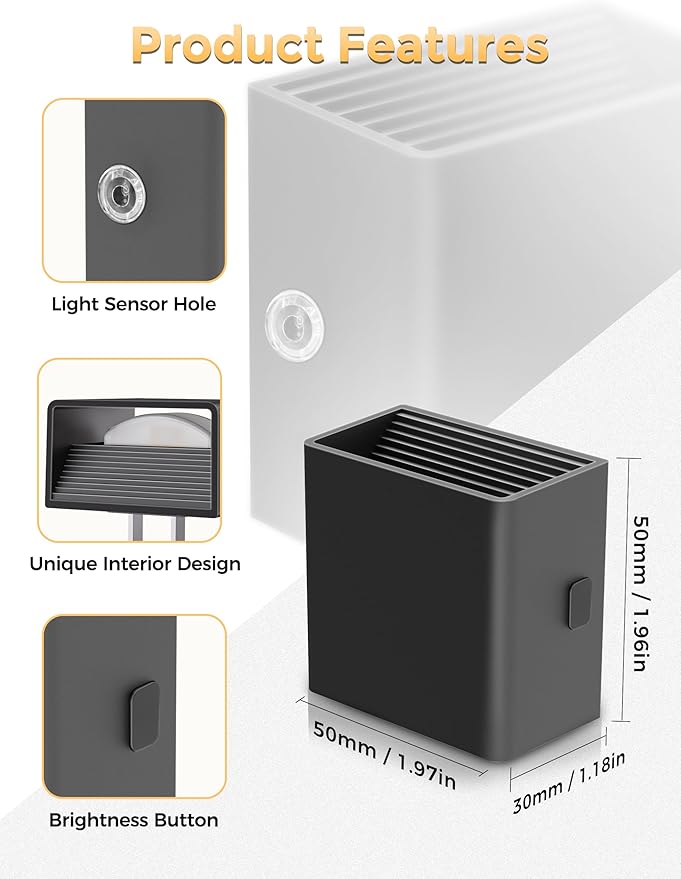 DORESshop LED Night Lights Plug into Wall [2 Pack], Plug in Nightlight, 3 Level Brightness Adjustable Night Light, Dusk to Dawn Sensor, Nightlights for Adults, Bedroom, Bathroom, Hallway, 5000K