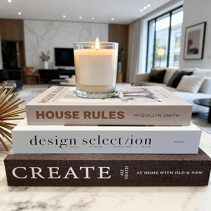 Set of 3 Decorative Books for Home Decor – Faux Designer Book Boxes with Hidden Storage for Coffee Table, Bookshelf or Aesthetic Room Decor