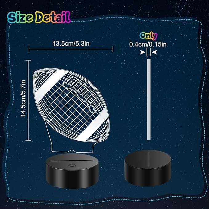 Linkax Football Gifts for Teens Boys Girls, Rugby 3D Illusion Night Light Christmas Gifts for 6 7 8 9 10 11 12 13 Year Old Birthday Presents Room Decor