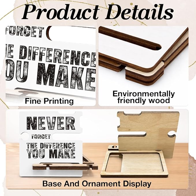 Inspirational Retirement Gifts for Coworker Boss Leader - Multi-functional Desk Organizer - Motivational Office Quote Wooden Sign for Office Desk Shelf Decor