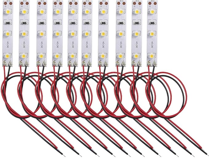 DD01WM 10pcs Pre Wired White Strip Led 3528 SMD LED Light Self-adhesive Flexible 12V ~ 18V