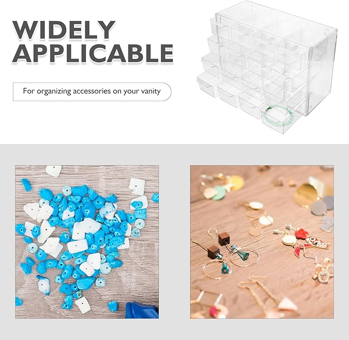 SOIMISS Jewelry Transparent Box: Makeup Organizer Desktop Organizer With Drawers - 16 Grid Stationery Storage Container Cosmetic Jewelry Case Sundries Storage Box 9.43x6.09x3.85