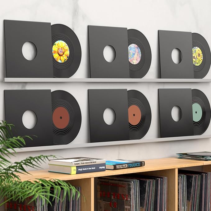 Facmogu 12PCS 7 Inch Fake Blank Vinyl Records, Vintage Vinyl Decorative Records for Wall Art Aesthetic, Plastic Plain Records for Home, Cafe Decor, Fake Blank Records Custom for Wedding, Music Party