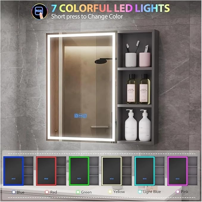 Bathroom Mirror Cabinet 5 Shelves Bathroom Storage Cabinet Makeup Organizer,Mirrors
