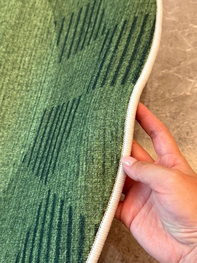 Ombre Green Checked Irregular Shaped Area Rug 4x6 Retro Funny Irregular Rug for Living Room Bedroom Diningroom Non Slip Rugs Boho Playroom Nursery Dorm Comfort Washable Stain Resistant Carpet Mats