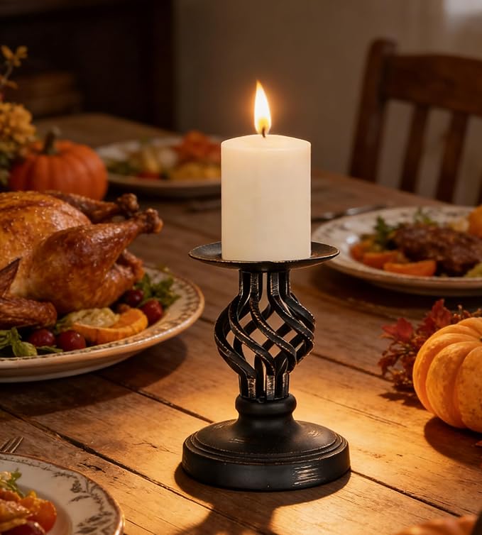 Candlestick Holders - Candle Holders Decorative LHQOO Metal Vintage Candle Holder with Non-Slip Base, Available for Home Decor, Wedding, Dinning, Party, Anniversary (Small Size)