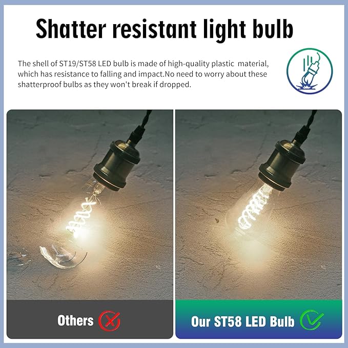 4-Pack Dimmable Vintage LED Edison Bulbs, E26 LED Bulb 60 Watt Equivalent, Neutral White 4000K, ST19/ST58 Antique Spiral Filament Decorative Light Bulb.