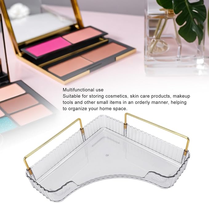 2-Tier Corner Bathroom Counter Organizer, Countertop Perfume Tray and Vanity Organizer, Makeup Cosmetic Storage, Skincare Storage Tray for Vanity Organizer, Corner Storage Organizers(#1)
