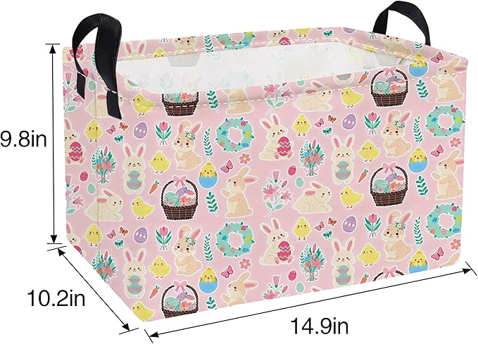 Essme Rectangular Easter Basket,Kids Baskets Empty with Handles,Cute Baskets for Kids Room Decor,Boys and Girls, Gift Basket