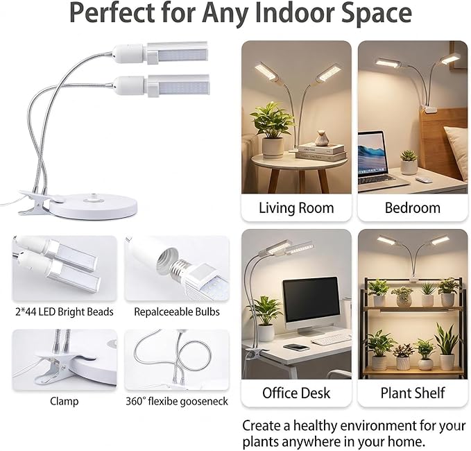 Smart LED Grow Lights for Indoor Plants - Real Time Sunlight Brightness Simulation, Full Spectrum Grow Light with 2-24 Hours Timer, Auto on/Off, Independent Control Dual Heads, Dimmable
