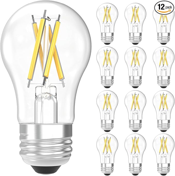 Sunco 12 Pack A15 Light Bulb LED, Edison Style Bulb, Dimmable Vintage Filament Lighting, 800 LM, 7W (60W Equivalent), 5000K Daylight, E26 Medium Base, Wet Rated UL