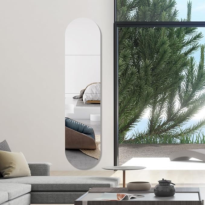 16 x 12 Inch Arched Mirrors for Wall Decor Bathroom Mirror Self Adhesive Glass Mirror Tiles High Clear Frameless Wall Mirrors for Decor Living Room,Entrance, Bedroom