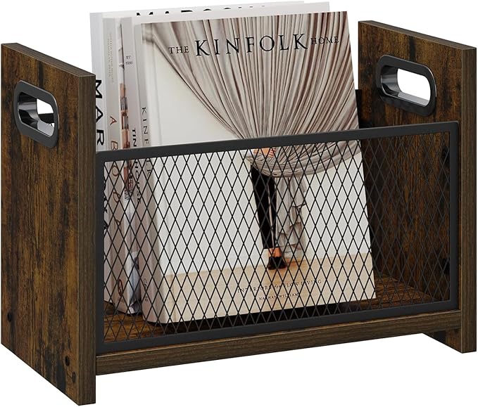 Magazine Rack, Magazine Holder for Desktop and Home Office, Magazine Rack Floor, Magazine File Holder Storage Basket for Letters, Magazines, Books, Newspapers 14.09" L x 7.5" W x 10.43" H