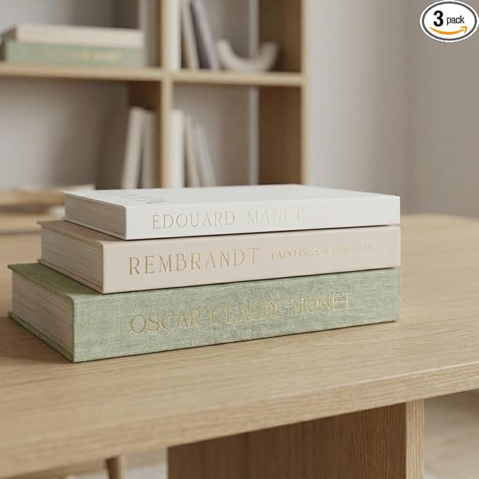 Decorative Books for Home Decor - Set of 3 Linen Fabric Fake Books with Hidden Storage, Faux Coffee Table Books for Shelves, Aesthetic Book Boxes for Entryway, Modern Farmhouse Decor