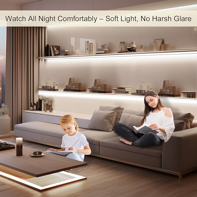 ZSLAIFU Battery Powered LED Strip Lights, 3.3FT COB LED Strip Light, Battery Operated LED Lights, White LED Strip Lights Battery Powered for Closet, Cabinet, Shelf, Kitchen, DIY Lighting