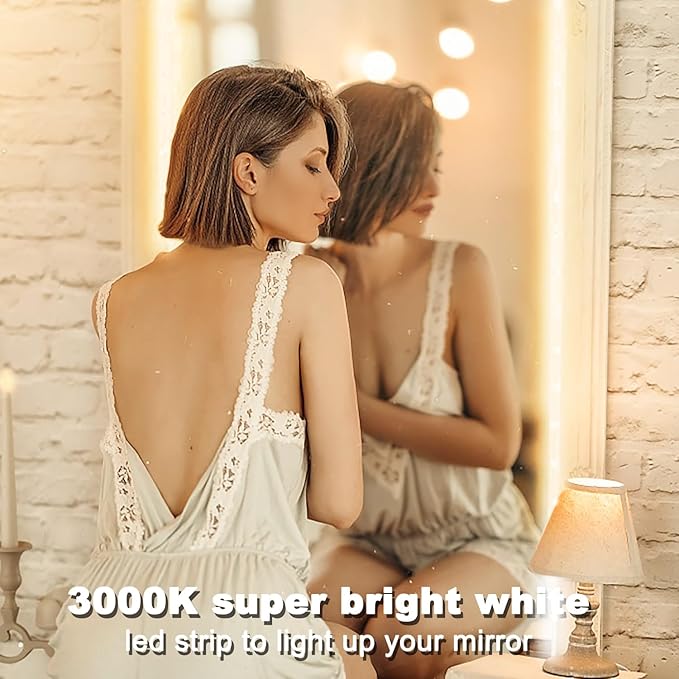 VOLIVO Warm White LED Strip, 16.4ft Dimmable LED Strip 3000K Soft Warm White, Strong Adhesive, Flexible Tape Light for Kitchen Cabinets, Bedroom