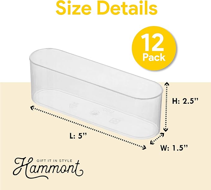 Hammont Acrylic Box - Party Favor Gift Boxes - Clear Cube with Rounded Edges for Gifts, Weddings, Treats, Candies & Accessories - Square Home Storage Boxes | 5”x1.5”x2.5 (12 Pack)