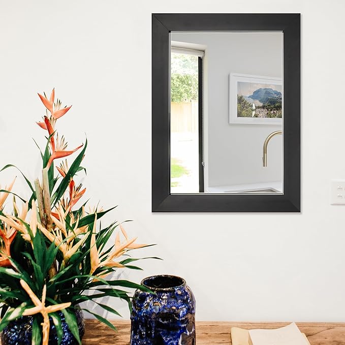 Ruomeng Wall Mirror Rectangle Decorative Mirror 12" x 16" for Entryway, Bedroom, Living Room, Black