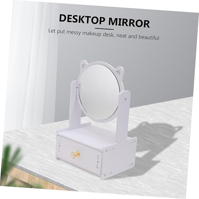 CALLARON Large Desktop Cosmetic Mirror with Drawer Storage Box Portable Makeup Mirror for Girls for Vanity and Travel Dimmable Touch Screen Stylish Makeup Organizer