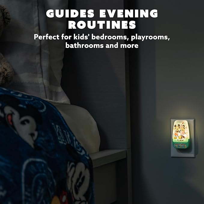 Disney Mickey Mouse Clubhouse LED Night Lights Plug Into Wall NightLight for Kids Room Decor Ambient LightingGirls Boys Bedroom Bathroom Light Nursery 86142