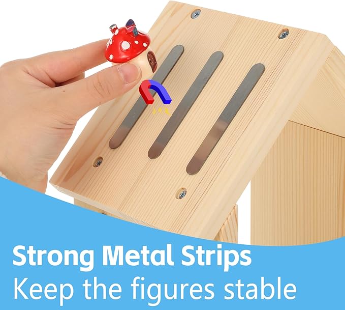 for Tonies Shelf Magnetic Wall-Mount/Desktop House-Shaped Floating Storage Shelf, Wooden Display Organizer for Tonies Storage, Figure Organizer Rack for 12-40 Figurines Collection