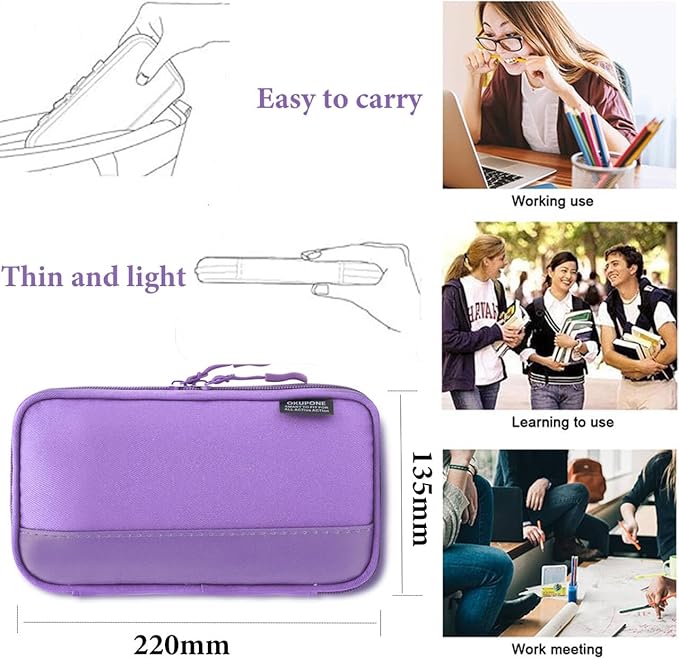 Big Capacity Pen Case Large Storage Pen Pouch Aesthetic, Office Pen Marker Case Simple Sturdy Multifunctional Bag Organizer for Man Women(Purple)