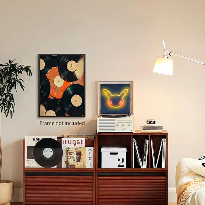 rumlud 90s Music Vinyl Records Canvas Poster Trendy Modern Music Wall Art Vintage Minimalist Aesthetic Prints for Living Room Bedroom Dorm Wall Decor 16X24 inch Unframed