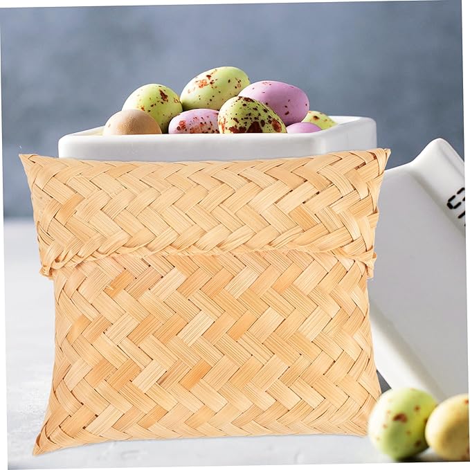 CALLARON Woven Pouch Lid Small Tea Storage Organizer for Wedding Candy and Snacks Southeast Asian Style Practical and Unique Home Decor