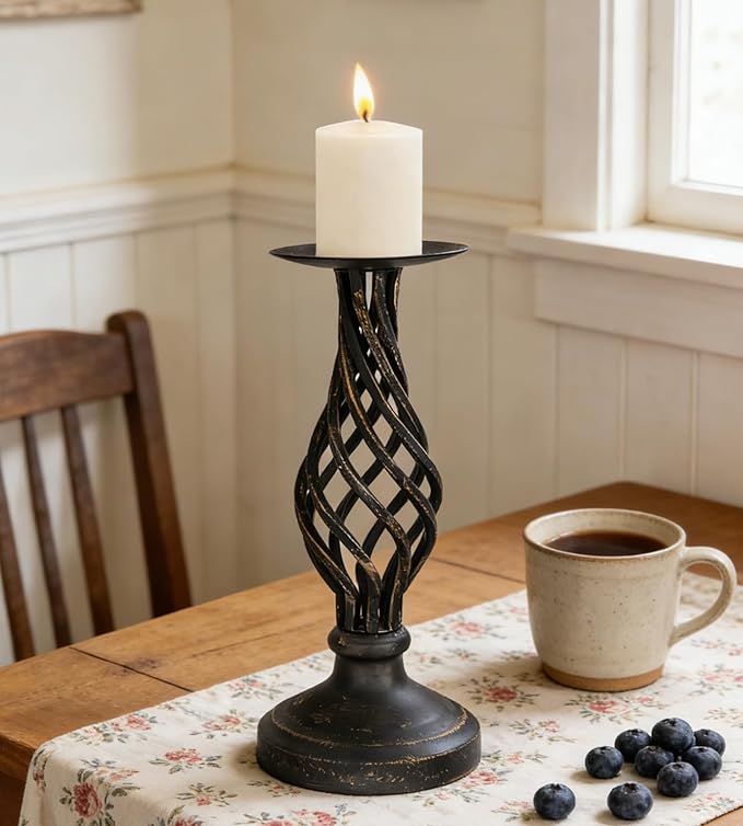 Candlestick Holders - Candle Holders Decorative LHQOO Metal Vintage Candle Holder with Non-Slip Base, Available for Home Decor, Wedding, Dinning, Party, Anniversary (Large Size)