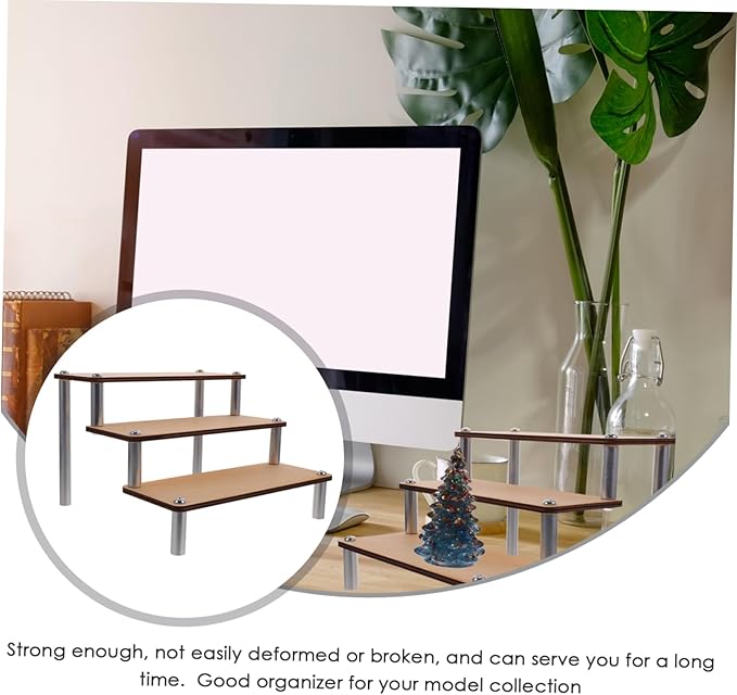 Ciieeo Make up Organizers Wooden Riser Display Stand Craft Display Rack Elegant Counter for Collections