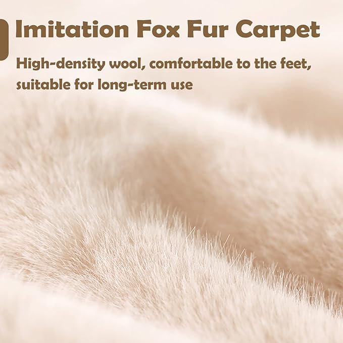 Fluffy Synthetic Rabbit Fur Area Rug Furry Floor mat Machine Washable Non-Slip Backing High Density Floor and Sofa Seat Cushions for Living Room White and Blue 2x6 ft
