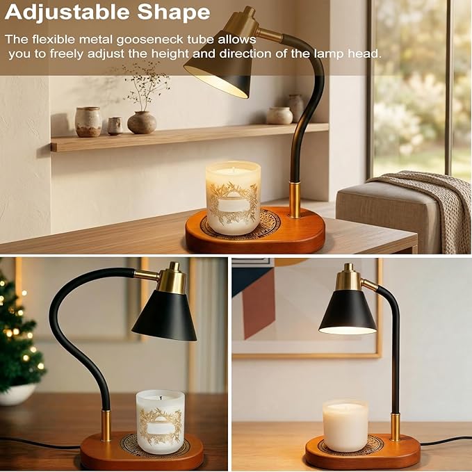 Candle Warmer Lamp with Timer and Wireless Remote Control, Gifts for Women, House Warming Gifts New Home Decor, Adjusting different shapes Adjustable Candle Light, for Jar Candles with 2 * 50W Bulbs